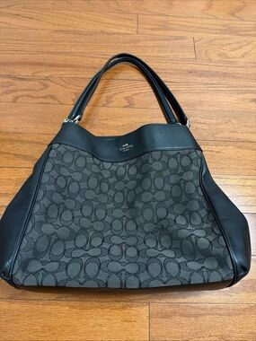 Coach Signature Jacquard Lexy F27579 Shoulder Bag Black Smoke Vintage hobo